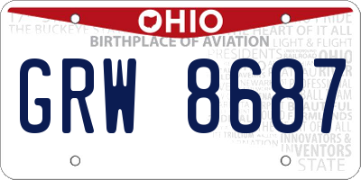 OH license plate GRW8687