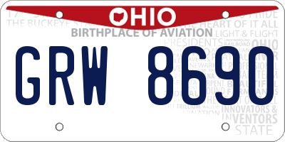 OH license plate GRW8690