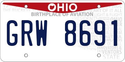 OH license plate GRW8691