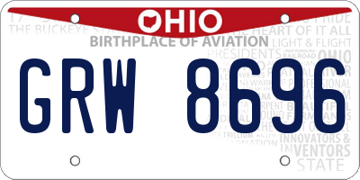 OH license plate GRW8696