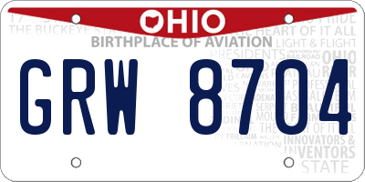 OH license plate GRW8704