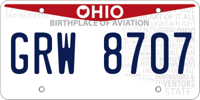 OH license plate GRW8707
