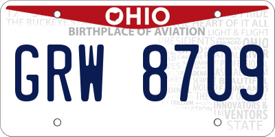 OH license plate GRW8709