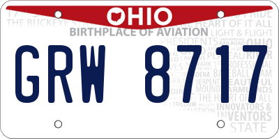 OH license plate GRW8717
