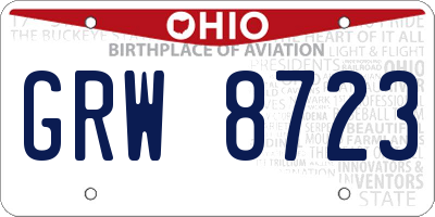 OH license plate GRW8723