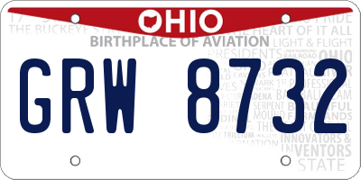 OH license plate GRW8732