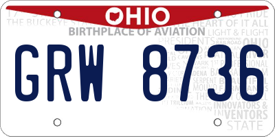 OH license plate GRW8736