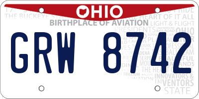 OH license plate GRW8742