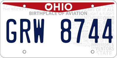 OH license plate GRW8744