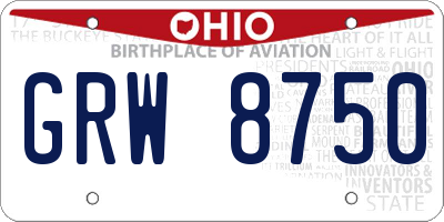 OH license plate GRW8750