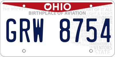 OH license plate GRW8754