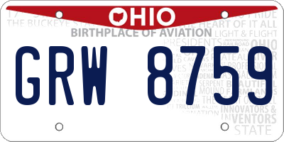 OH license plate GRW8759