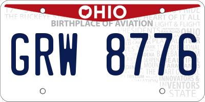 OH license plate GRW8776