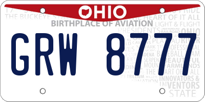 OH license plate GRW8777