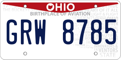 OH license plate GRW8785
