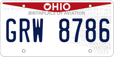 OH license plate GRW8786