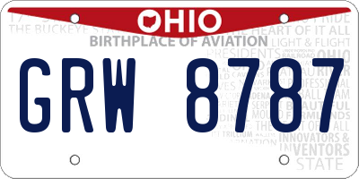 OH license plate GRW8787