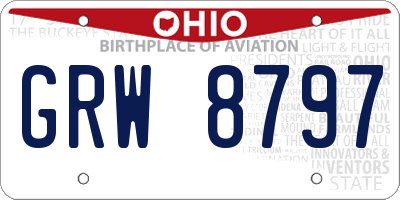 OH license plate GRW8797