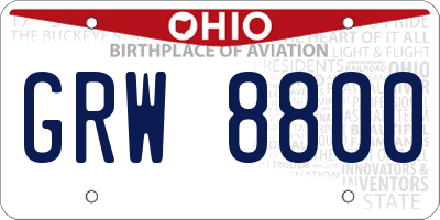 OH license plate GRW8800