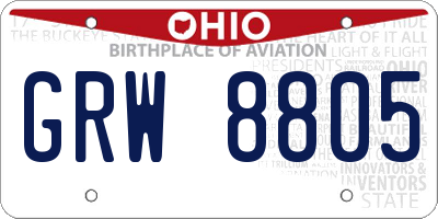 OH license plate GRW8805