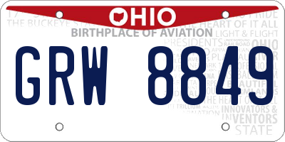 OH license plate GRW8849