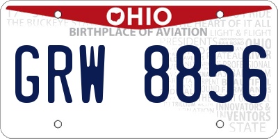 OH license plate GRW8856