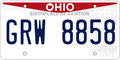 OH license plate GRW8858