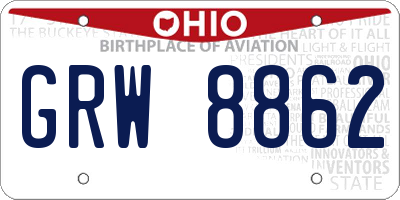 OH license plate GRW8862