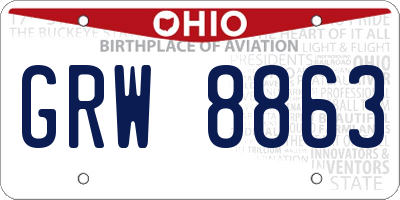 OH license plate GRW8863