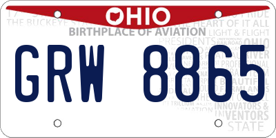 OH license plate GRW8865