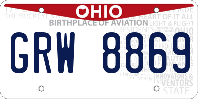 OH license plate GRW8869