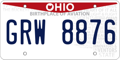 OH license plate GRW8876