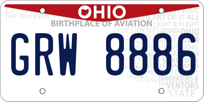 OH license plate GRW8886