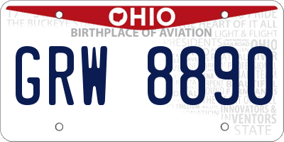 OH license plate GRW8890