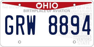 OH license plate GRW8894