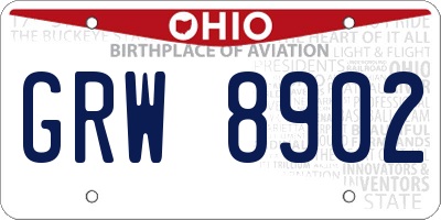 OH license plate GRW8902