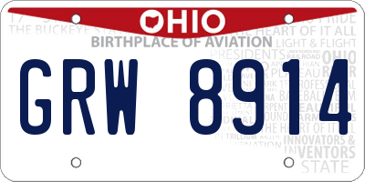 OH license plate GRW8914