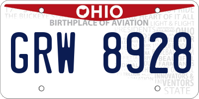 OH license plate GRW8928
