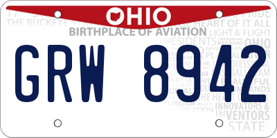 OH license plate GRW8942