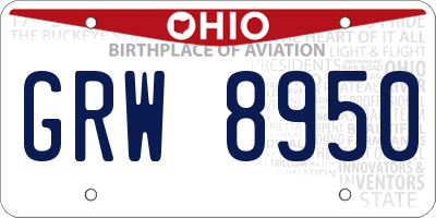 OH license plate GRW8950
