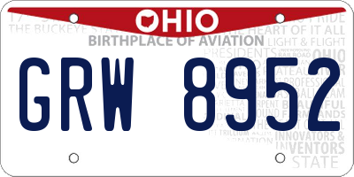 OH license plate GRW8952