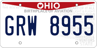 OH license plate GRW8955