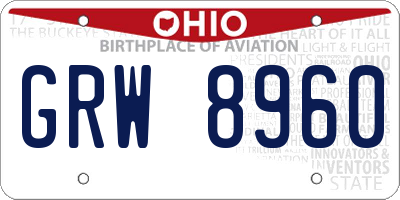 OH license plate GRW8960