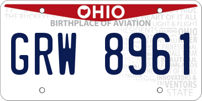 OH license plate GRW8961