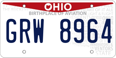 OH license plate GRW8964