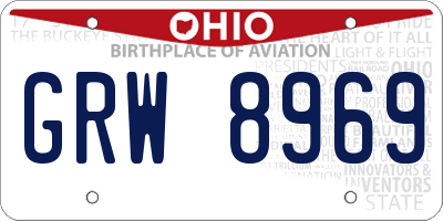 OH license plate GRW8969