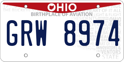 OH license plate GRW8974