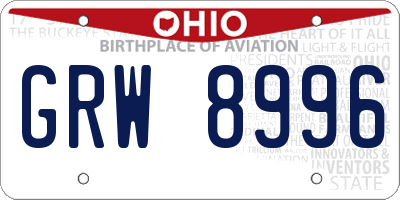OH license plate GRW8996