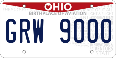 OH license plate GRW9000