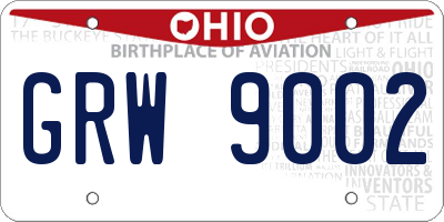 OH license plate GRW9002